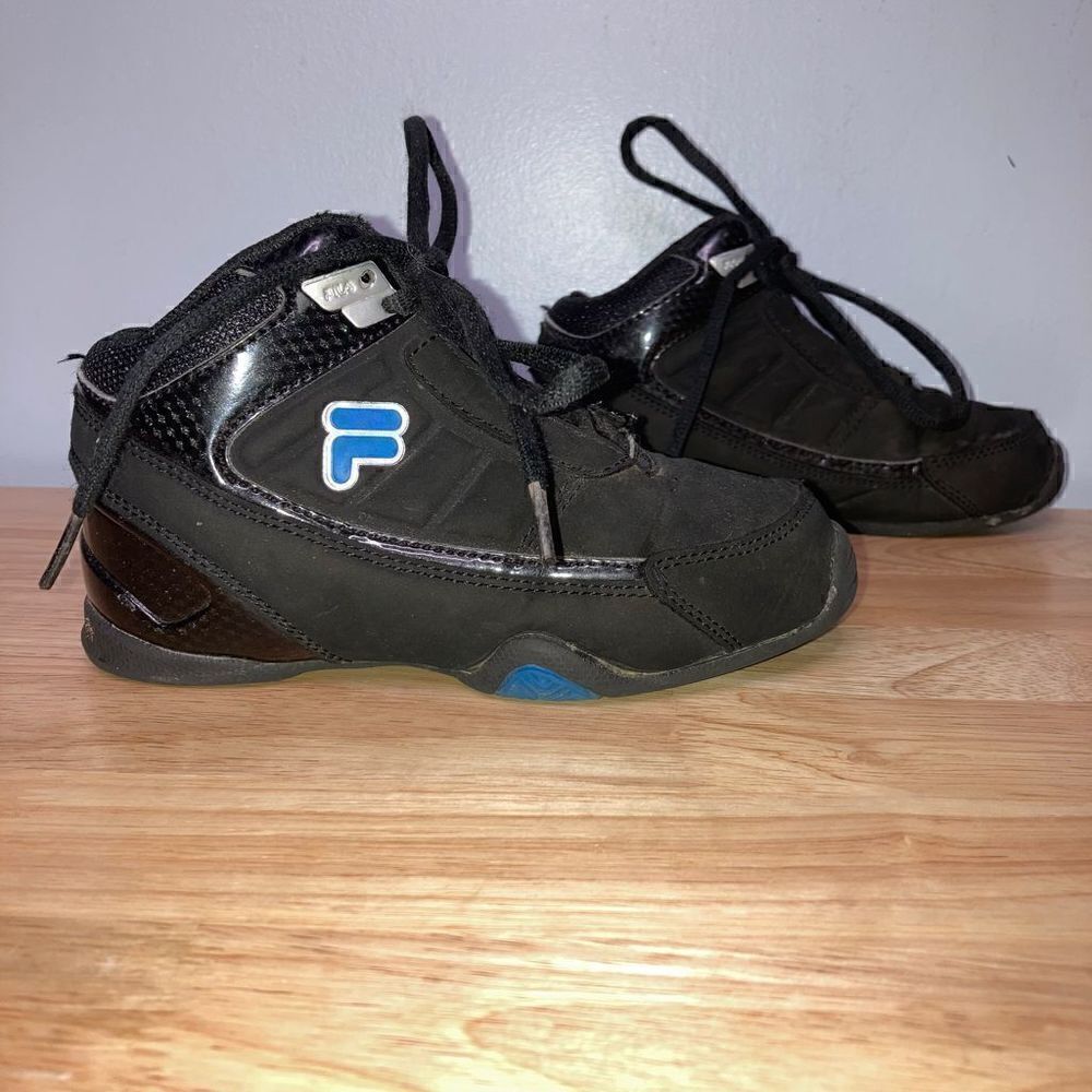 Fila, Toddler Team Effort Shoes High Top Lace Up Sneakers, Black Blue Size 11